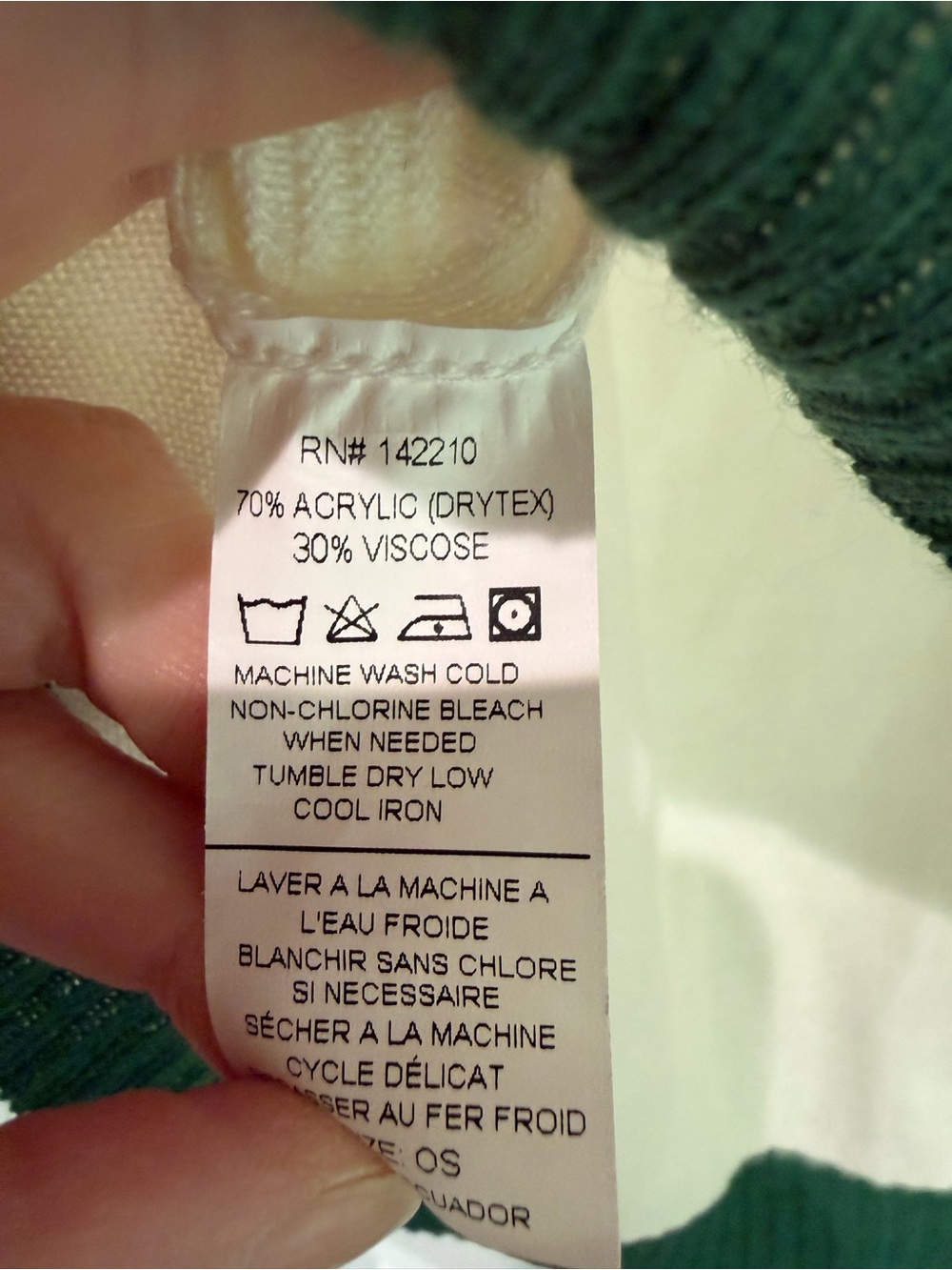 Masters Cream Polo Sweater with Green Trim - Picture 4 of 4
